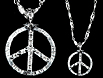 Silver peace sign bling necklace