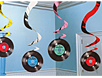 24 inch metallic swirls with 45 records attached