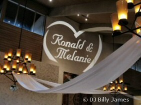 Phoenix wedding DJ Billy James offers a Sweetheart Gobo to project your names on the dance floor or on a wall