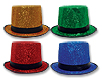 Glitter top hats in assorted colors by the dozen