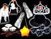 Gangster hats, boas, necklaces, Blues Brothers glasses and more to decorate your guests for your Hollywood party
