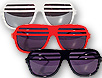 K West half shades in white, red and black are sold buy the dozen
