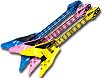 Inflatable 42 inch V guitars in assorted colors